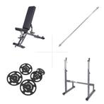 Taurus halterbank B900 + lange halterrek + 75 kg set, Sport en Fitness, Verzenden, Nieuw