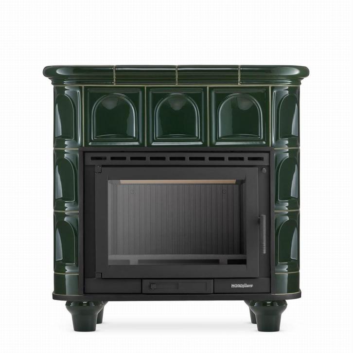 Houtkachel - 15 kW - betegeld - groen - energielabel A, Huis en Inrichting, Kachels, Nieuw, Ophalen of Verzenden