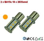 2 x BA15s- 18x2835smd- Oranje 10-30v, Verzenden, Nieuw
