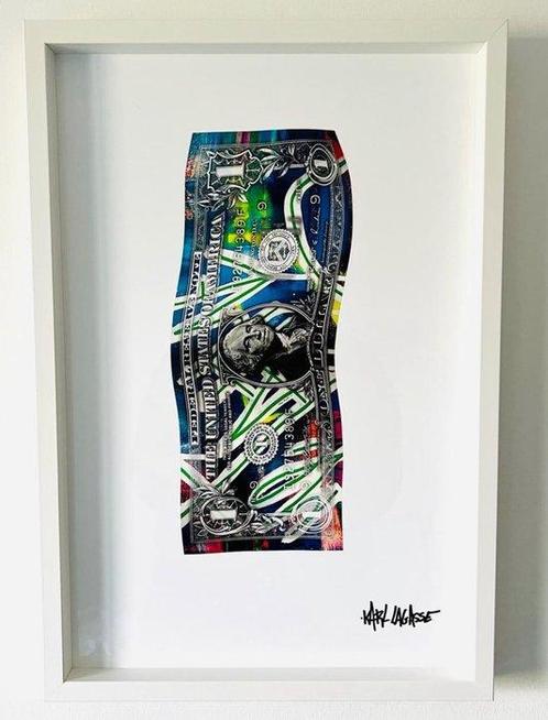 Karl Lagasse (1981) - ArtDollar 25 (avec cadre bois), Antiek en Kunst, Kunst | Schilderijen | Modern