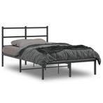 vidaXL Bedframe met hoofdbord metaal zwart 120x190 cm, Verzenden, Zwart, Nieuw, 190 cm of minder
