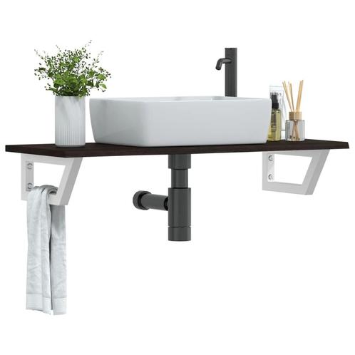 vidaXL Badkamer wandschap staal en massief eikenhout, Huis en Inrichting, Tafels | Kaptafels, Nieuw, Verzenden