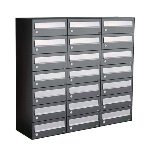 Brievenbusunit Hive set wand 3-breed, 7-hoog - antraciet, Tuin en Terras, Brievenbussen, Nieuw, Verzenden