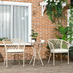 TRUUSK Rotan Tuinmeubelset - 2 Stoelen en Tafel - Gehard Gla, Verzenden, Nieuw