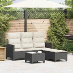 vidaXL 3-delige Tuinbankstel met kussens L-vormig poly, Verzenden, Nieuw, Rotan