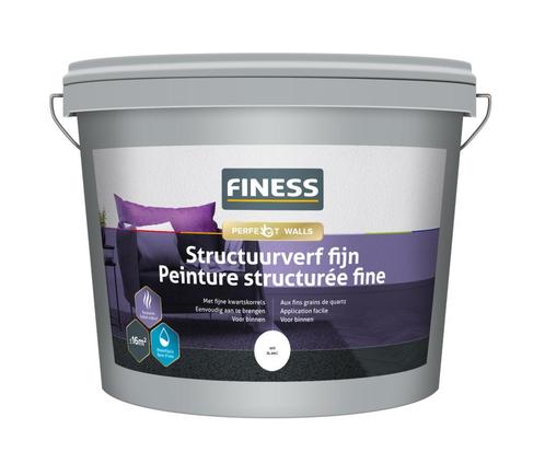 Finess Finess structuurverf fijn 10 liter, wit, Doe-het-zelf en Verbouw, Verf, Beits en Lak, Nieuw, Verzenden