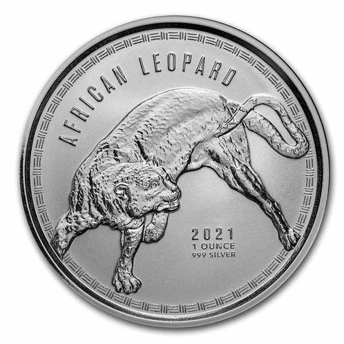 Ghana African Leopard 1 oz 2021 (20.000 oplage), Postzegels en Munten, Munten | Afrika, Losse munt, Zilver, Overige landen, Verzenden
