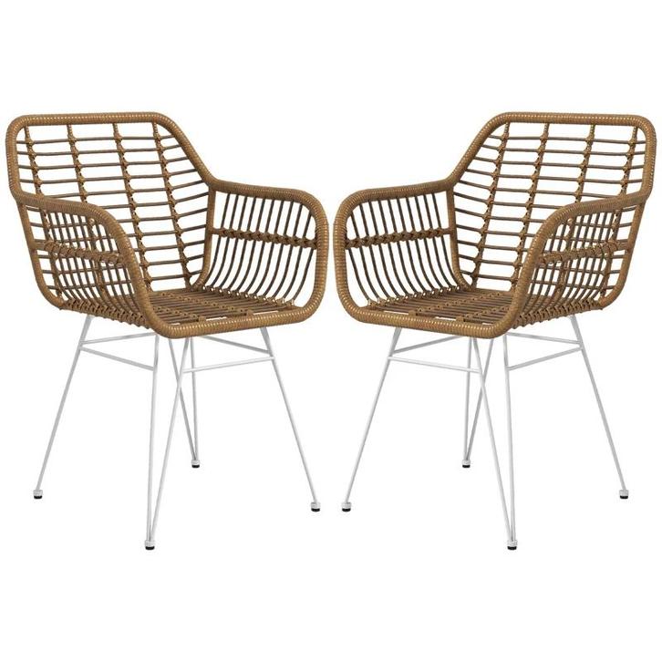 TRUUSK Set van 2 Boho Keukenstoelen - PE Rotan - Natuurlijk, Huis en Inrichting, Kasten | Dressoirs, Nieuw, Verzenden