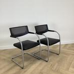 Complete Design set van 4x Vitra Visasoft Visavis, Huis en Inrichting, Stoelen, Gebruikt, Zwart, Leer, Ophalen of Verzenden