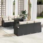 vidaXL 7-delige Tuinbankenset met kussens poly rattan zwart, Verzenden, Nieuw, Rotan