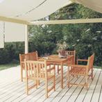 vidaXL 5-delige Tuinset massief teakhout, Verzenden, Nieuw, Teakhout, Tuinset