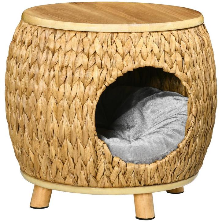 TRUUSK Kattenhol Rattan 2-in-1 Kattenmand - Met Kussen - Gem, Dieren en Toebehoren, Konijnen