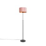 Vloerlamp zwart met velours kap roze met goud 35 cm - Parte, Nieuw, Overige materialen, Landelijk / Rustiek, 150 tot 200 cm