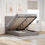 vidaXL Ottoman bed met matras en LEDs 140x190cm stof taupe, Verzenden, Stof, Nieuw, Tweepersoons