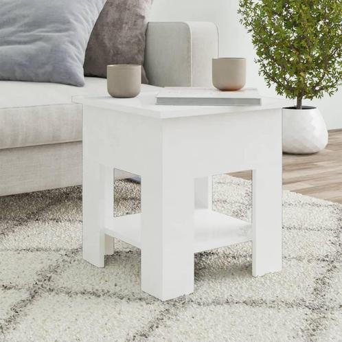 vidaXL Salontafel 40x40x42 cm bewerkt hout hoogglans wit, Huis en Inrichting, Tafels | Salontafels, 50 tot 100 cm, Nieuw, Overige houtsoorten