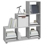 Boekenkast trapvormig 107 cm bewerkt hout grijs sonoma eiken, Huis en Inrichting, Complete inboedels, Verzenden