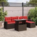 vidaXL 6-delige Loungeset met kussens poly rattan acacia, Verzenden, Nieuw, Rotan, Loungeset
