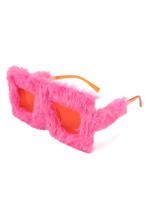 Vierkant Bont Zonnebril Roze Montuur Kunststof Rode Glazen A, Ophalen of Verzenden, Nieuw, Feestartikel, Carnaval