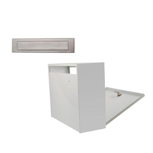 Combipack RVS briefplaat en witte postopvangkast, Tuin en Terras, Brievenbussen, Nieuw, Verzenden