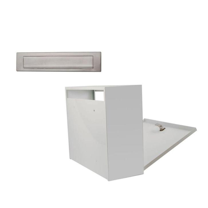 Combipack RVS briefplaat en witte postopvangkast, Tuin en Terras, Brievenbussen, Nieuw, Verzenden