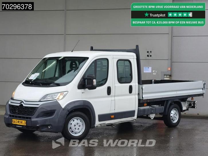 Citroën Jumper 130PK Open Laadbak Dubbel Cabine Trekhaak Air, Auto's, Bestelauto's, Lease, Handgeschakeld, Financial lease, Wit