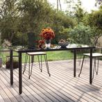vidaXL Tuintafel 160x80x74 cm staal en gehard glas zwart, Tuin en Terras, Tuintafels, Verzenden, Nieuw, Metaal