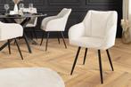 Draaibare Retro Stoel AVIGNON beige chenille zwarte metalen, Huis en Inrichting, Ophalen of Verzenden, Nieuw