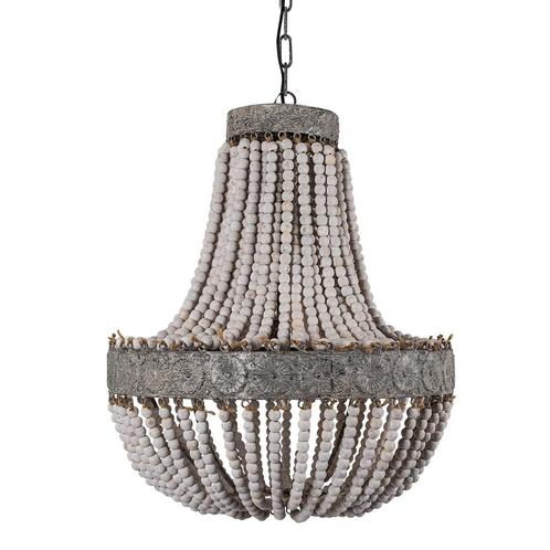 Kralen Hanglamp XL Zion ø51 Binnenverlichting, Huis en Inrichting, Lampen | Hanglampen, 50 tot 75 cm, Nieuw, Hout, Metaal, Overige materialen