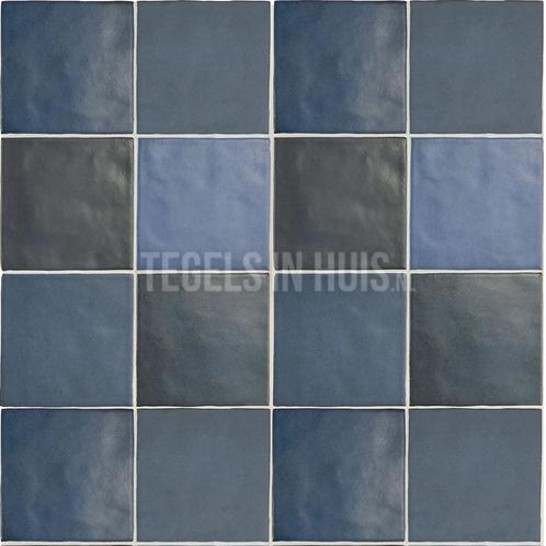 Handvorm wandtegel 13x13 donker blauw random mat wandtegel, Doe-het-zelf en Verbouw, Tegels, Wandtegels, Nieuw, 10 m² of meer