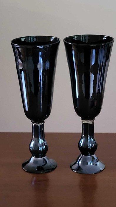 Villeroy & Boch - Vaas (2) - Glas - diep zwart-blauw, Antiek en Kunst, Curiosa en Brocante