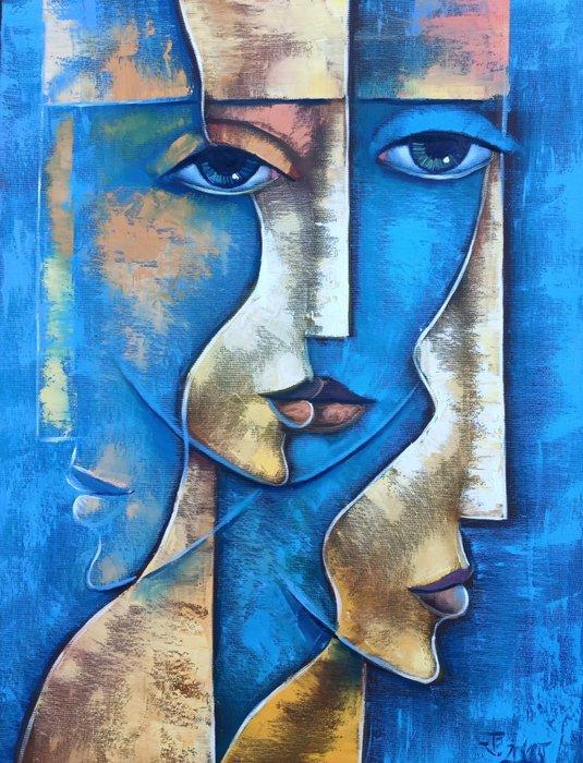 Jií Petr - XL Clever heads, ready to hang, Antiek en Kunst, Kunst | Schilderijen | Modern