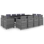 vidaXL 13-delige Tuinset met kussens poly rattan antraciet, 2 zitplaatsen, Nieuw, Tuinset, Verzenden