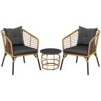 TRUUSK Rattan Tuinmeubelset - 3-delig - Incl. Salontafel en, Verzenden, Nieuw