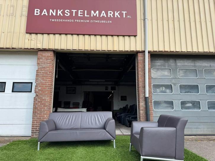 JORI JR-9700 Pacific Pure paars leren bank met fauteuil, Huis en Inrichting, Banken | Bankstellen, Rechte bank, Zo goed als nieuw