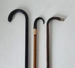 Vintage gedetailleerde Wandelstok (3) - Hout, Hoorn, Nikkel