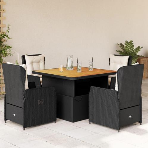 vidaXL 5-delige Tuinset met kussens poly rattan zwart, Tuin en Terras, Tuinsets en Loungesets, Tuinset, Nieuw, 4 zitplaatsen, Rotan