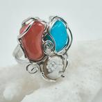 Bloedkoraal - Zilver - Ring - Middellandse Zee Koralen, Verzamelen, Mineralen en Fossielen
