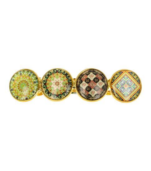 Haarspeld Cirkel Vormen Vintage Patroon 8,5cm Goud Bruin ..., Sieraden, Tassen en Uiterlijk, Uiterlijk | Haarverzorging, Verzenden