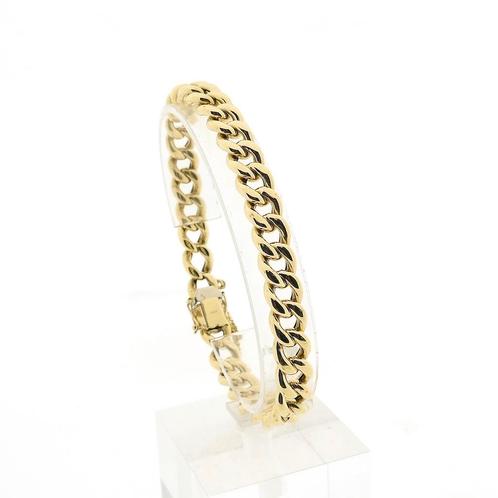 Gouden gourmetschakel armband | 21 cm (luxe heren sieraad), Sieraden, Tassen en Uiterlijk, Armbanden, Overige kleuren, Gebruikt