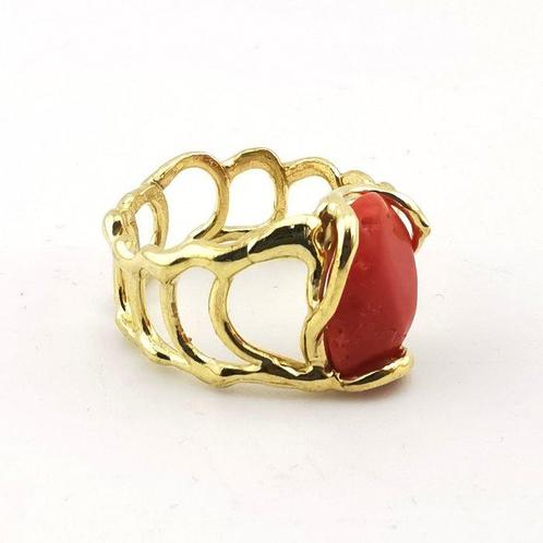 Koraal - Zilver - Ring - Italiaans vakmanschap, Verzamelen, Mineralen en Fossielen