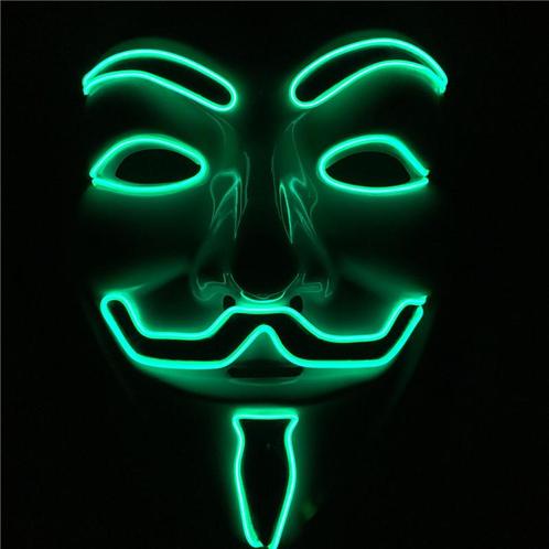 V For Vendetta masker (lichtgevend groen), Hobby en Vrije tijd, Feestartikelen, Nieuw, Verzenden