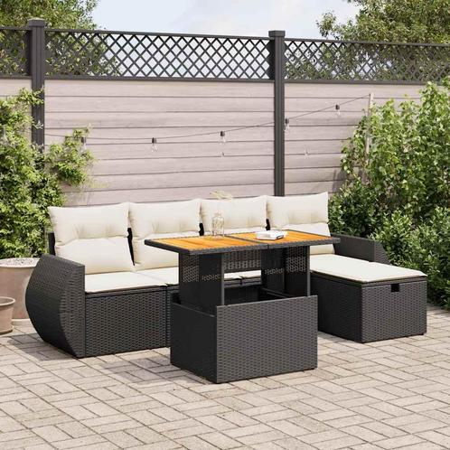 vidaXL 6-delige Loungeset met kussens poly rattan acacia, Tuin en Terras, Tuinsets en Loungesets, Loungeset, Nieuw, Rotan, Verzenden