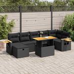 vidaXL 5-delige Loungeset met kussens poly rattan zwart, Verzenden, Nieuw, Rotan, Loungeset