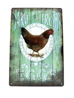 Metalen Wandbord - Farm - Fresh - Eggs, Ophalen of Verzenden, Nieuw