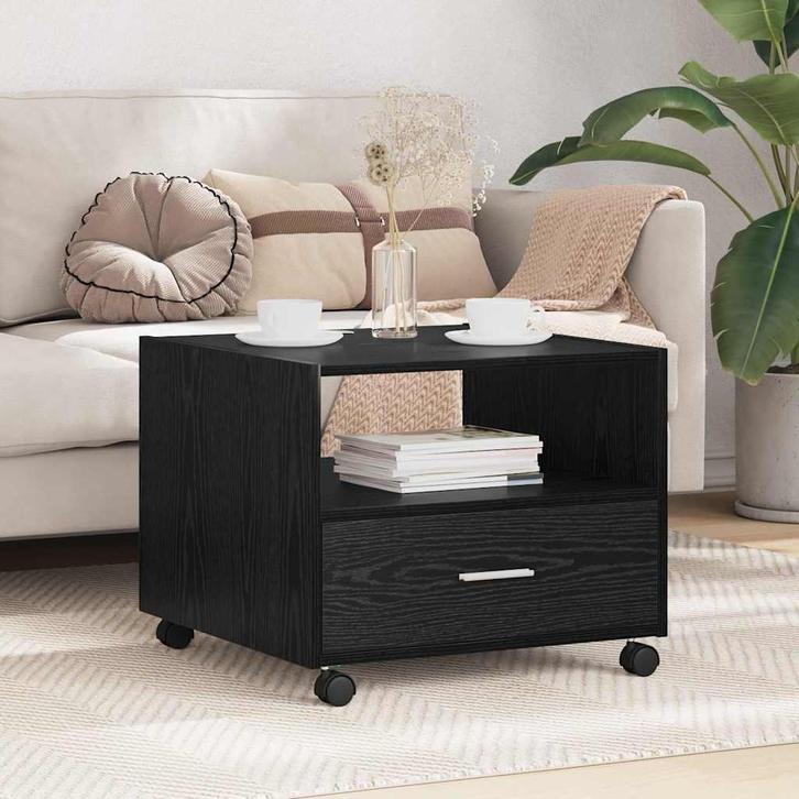 vidaXL Salontafel met lade Zwart Eiken 55 x 55 x 45cm, Huis en Inrichting, Tafels | Salontafels, Nieuw, 50 tot 100 cm, Overige houtsoorten