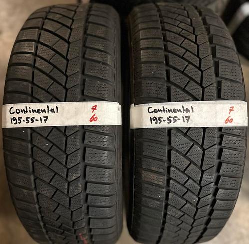 2x195-55-17 continental winter 7mm €60 per band 195 55 17, Auto-onderdelen, Banden en Velgen, 17 inch, Winterbanden, 195 mm, Personenwagen