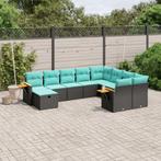 vidaXL 10-delige Loungeset met kussens poly rattan zwart, Tuin en Terras, Tuinsets en Loungesets, Verzenden, Nieuw, Rotan, Loungeset