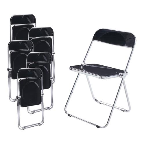 Klapstoel set van 6 Pornainen 74x46x47 cm zwart [en.casa], Huis en Inrichting, Stoelen, Verzenden