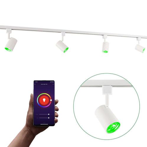 Smart TUYA Railsysteem 1-fase Wit 2 Meter WiFi Incl. 4x WiFi, Huis en Inrichting, Lampen | Losse lampen, Ophalen of Verzenden