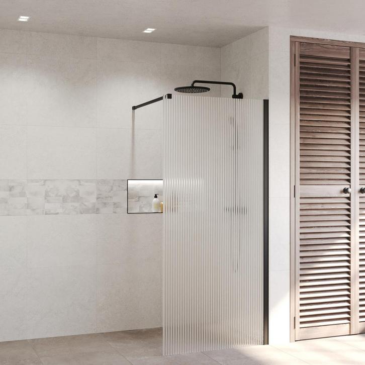 Inloopdouche Ribbel BWS Portos Mat Zwart 200 cm Helder Glas, Doe-het-zelf en Verbouw, Sanitair, Douche, Nieuw, Ophalen of Verzenden